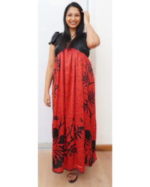 Black & Red dress with cap slvs
