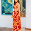 Red and Yellow Blouse And Skirt