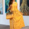 Yellow And White Skirt Top