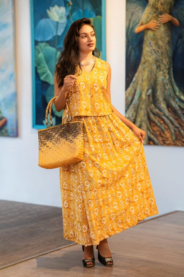 Yellow And White Skirt Top