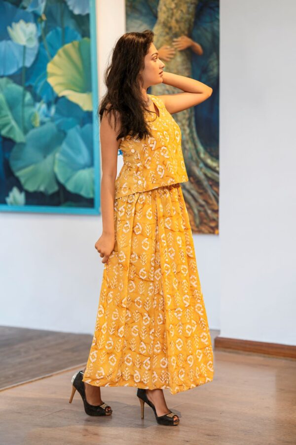 Yellow And White Skirt Top