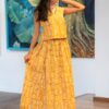 Yellow And White Skirt Top