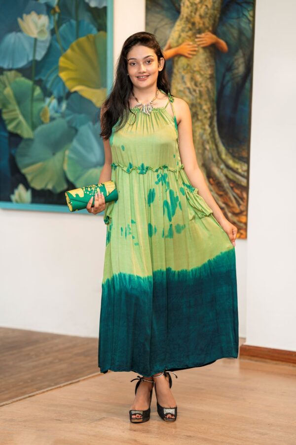 Green Silk Long Dress