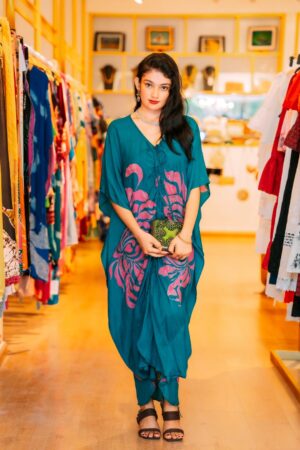 Silk Green Long Kaftan