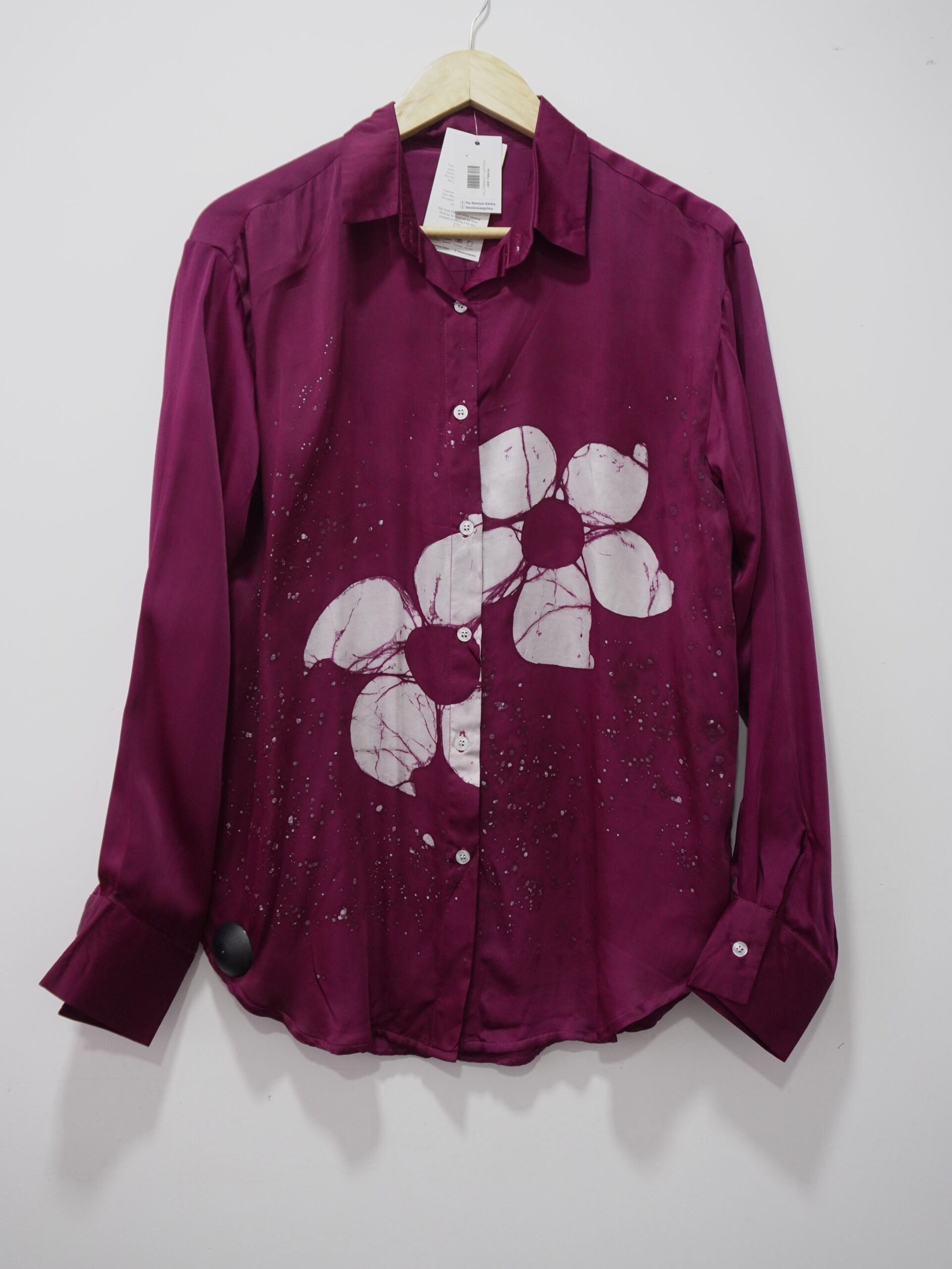 Maroon And White Silk Shirt
