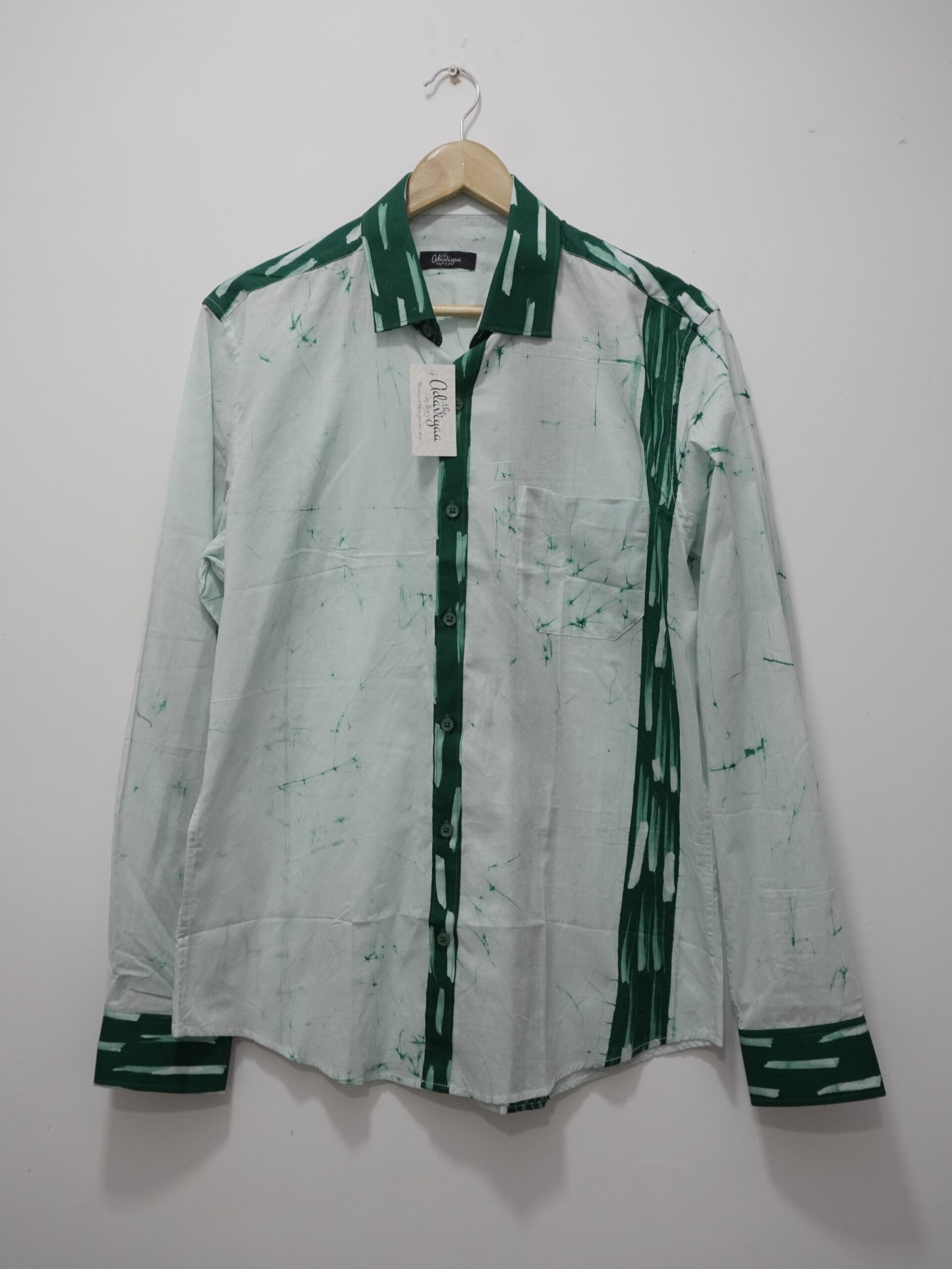 Green And White Long Sleeve Cotton Shirt