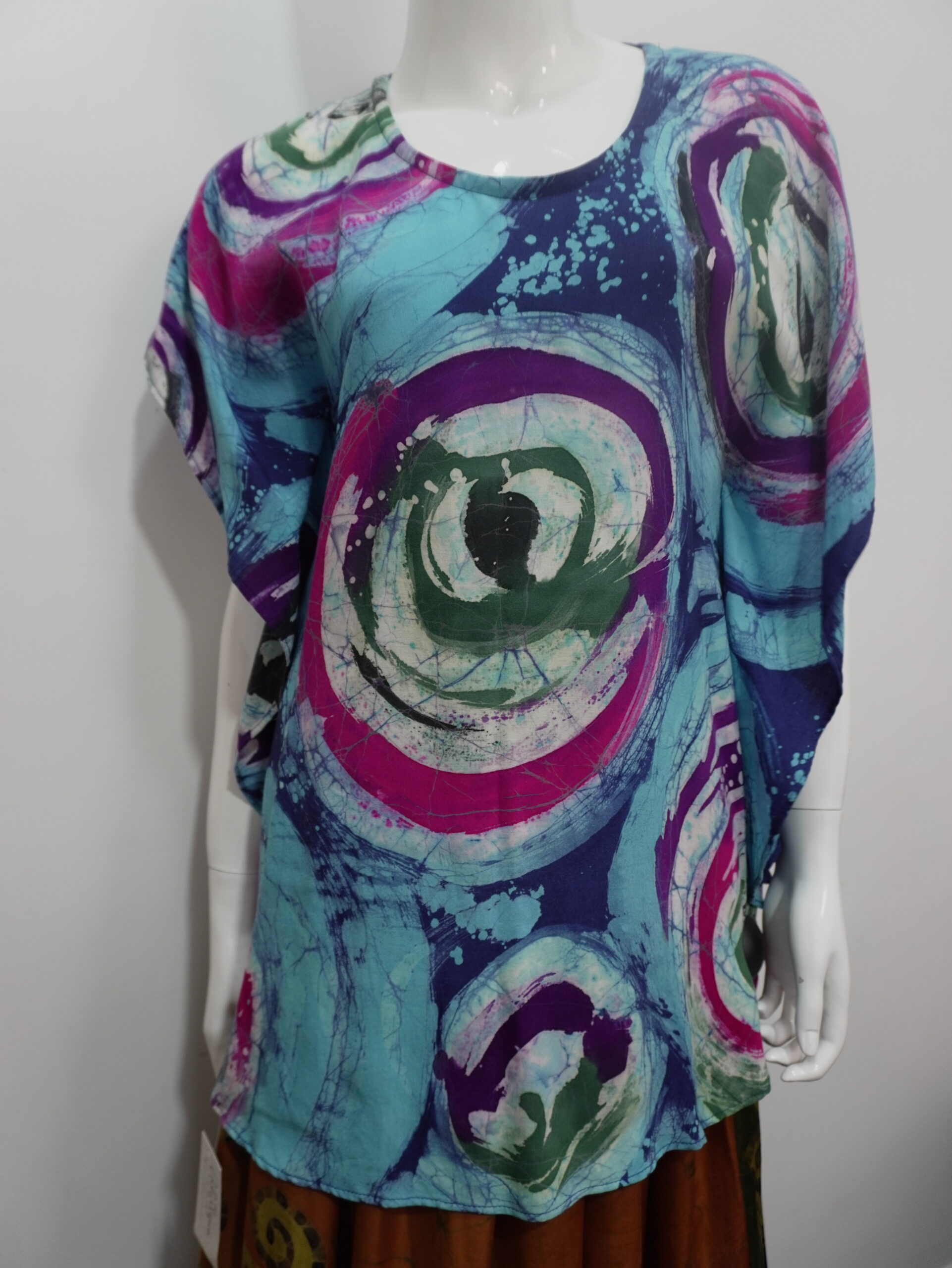 Cotton batik blue design Poncho