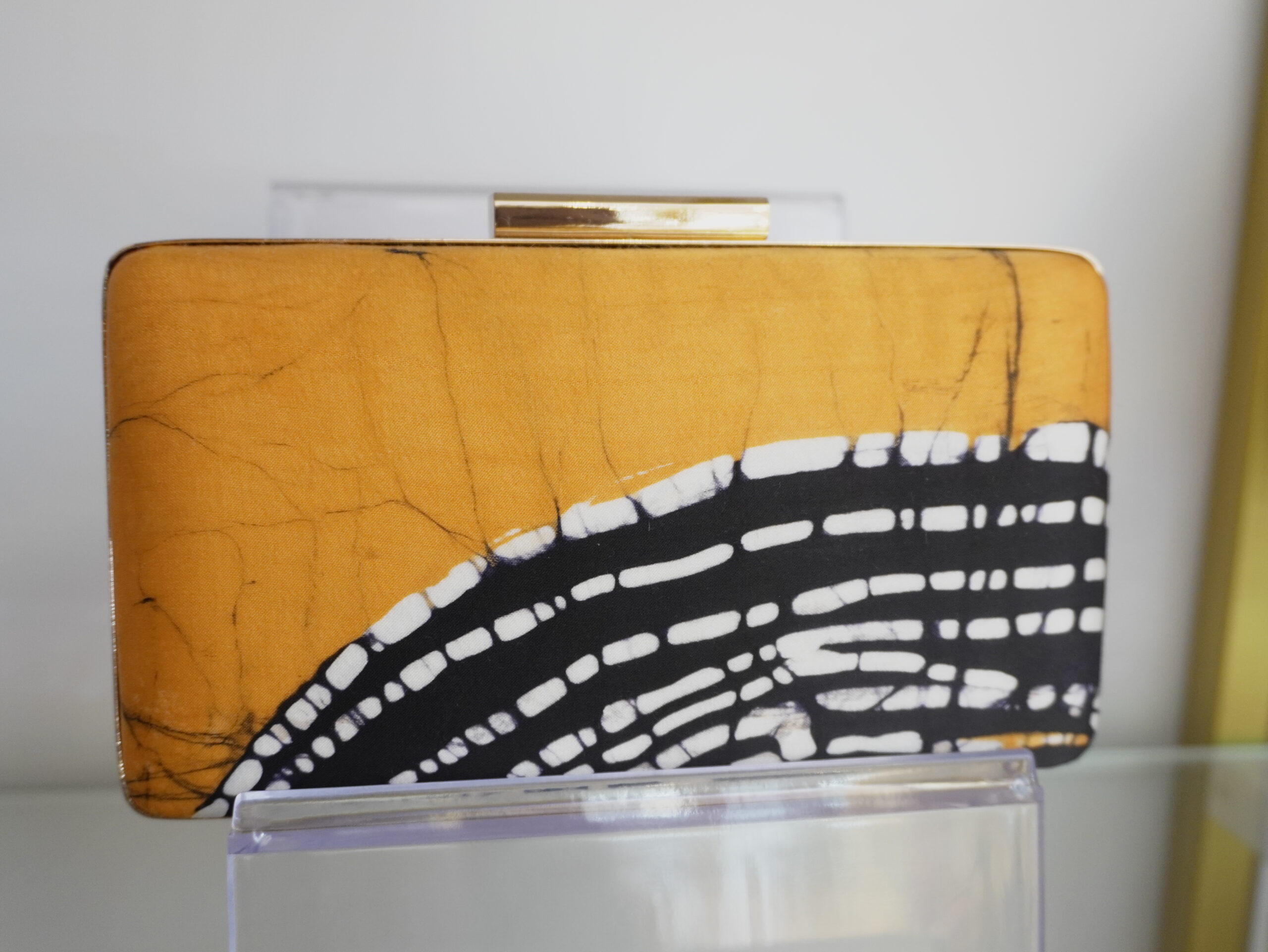Yellow And Black Batik Clutch