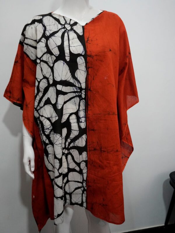 Orange and white kaftan dress
