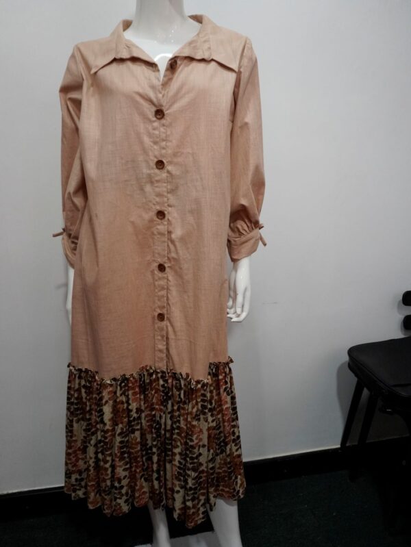 Brown front open dress