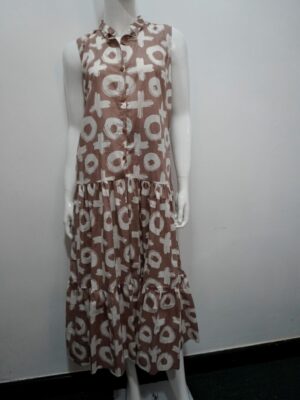 Brown and white long dress