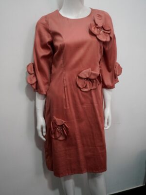 brown flower design dress