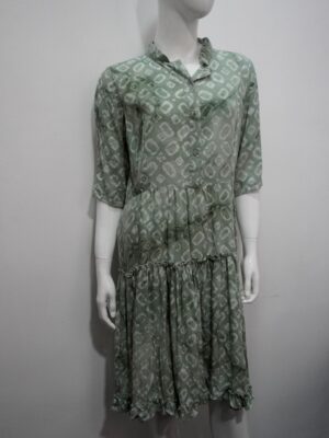 green printed dress