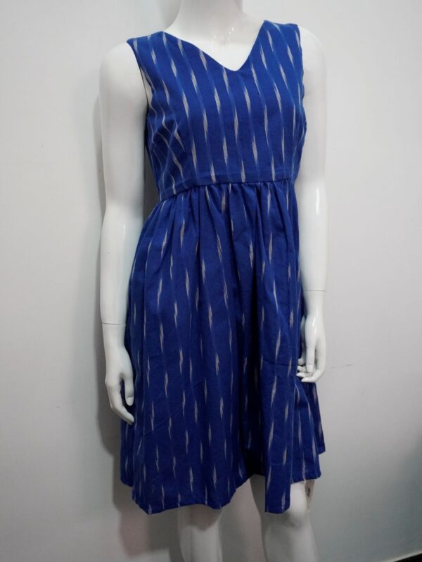 Blue and white sleeveless dress