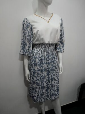 Blue and white printed dress