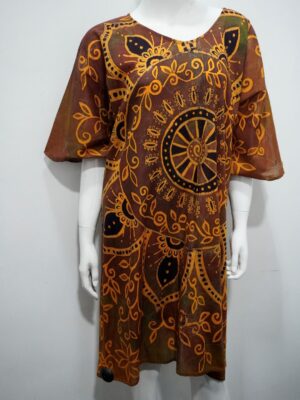 Brtown and yellow printed dress